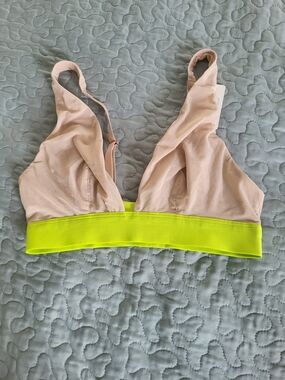 aerie Blush Bralette with Neon Yellow Band